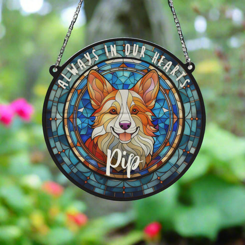 Corgi Memorial Stained Glass Effect Suncatcher